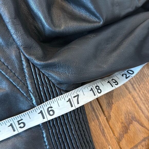 MANGO 100% genuine leather black zipper moto jacket size M - Picture 7 of 10